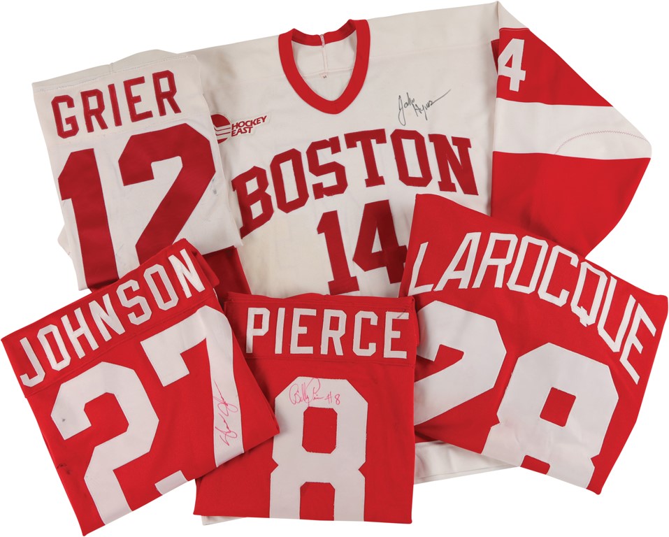 1995-99 Boston University Hockey Superstars Signed Game Worn Jerseys (5)