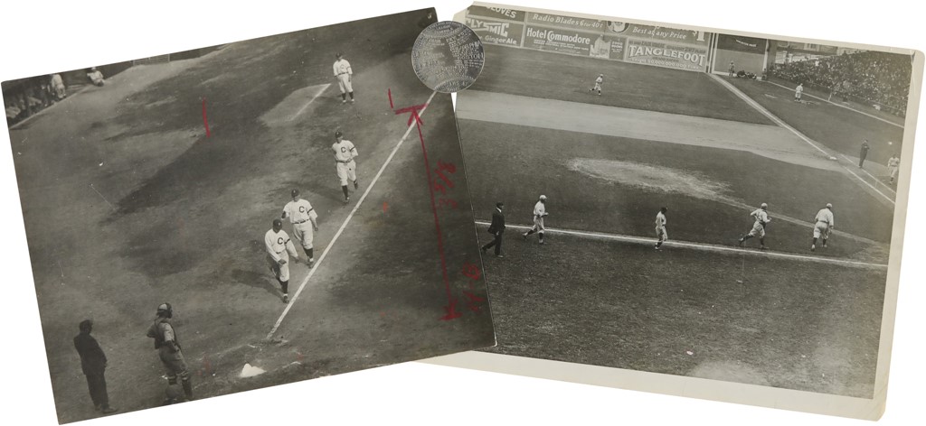 - 1920 Cleveland Indians Metal Schedule and World Series Photos (3)