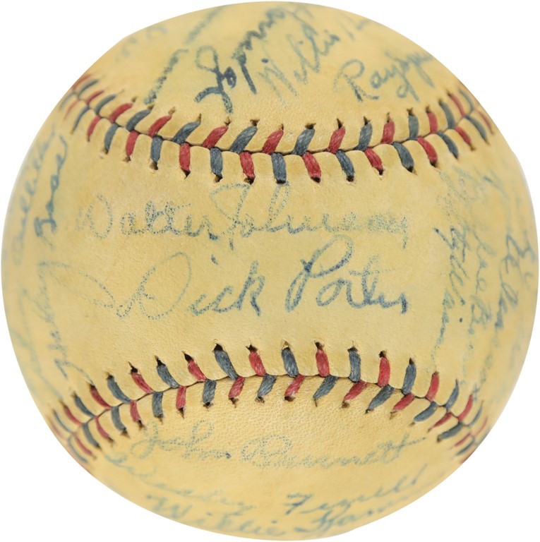 1933 Cleveland Indians Team-Signed Baseball with Walter Johnson