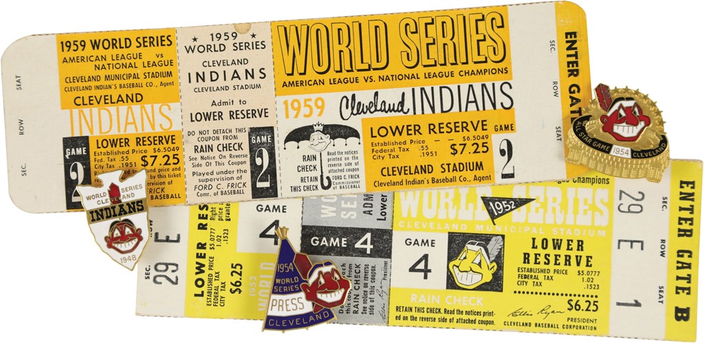 - Cleveland Indians Press Pins and Tickets (5)