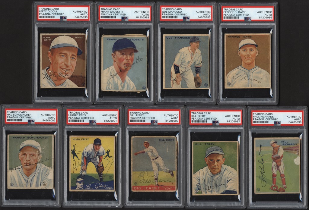 - 1933 & 1934 Goudey Baseball PSA Authenticated Signed Collection with Lefty O‚Doul (13)
