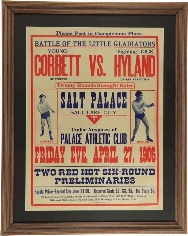 Muhammad Ali & Boxing - 1906 Young Corbett vs. Dick Hyland Fight Poster