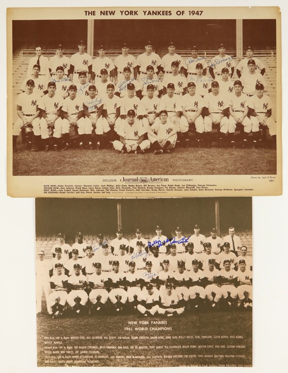- 1947 & 1961 World Champion Yankees Team-Signed Oversized Photographs