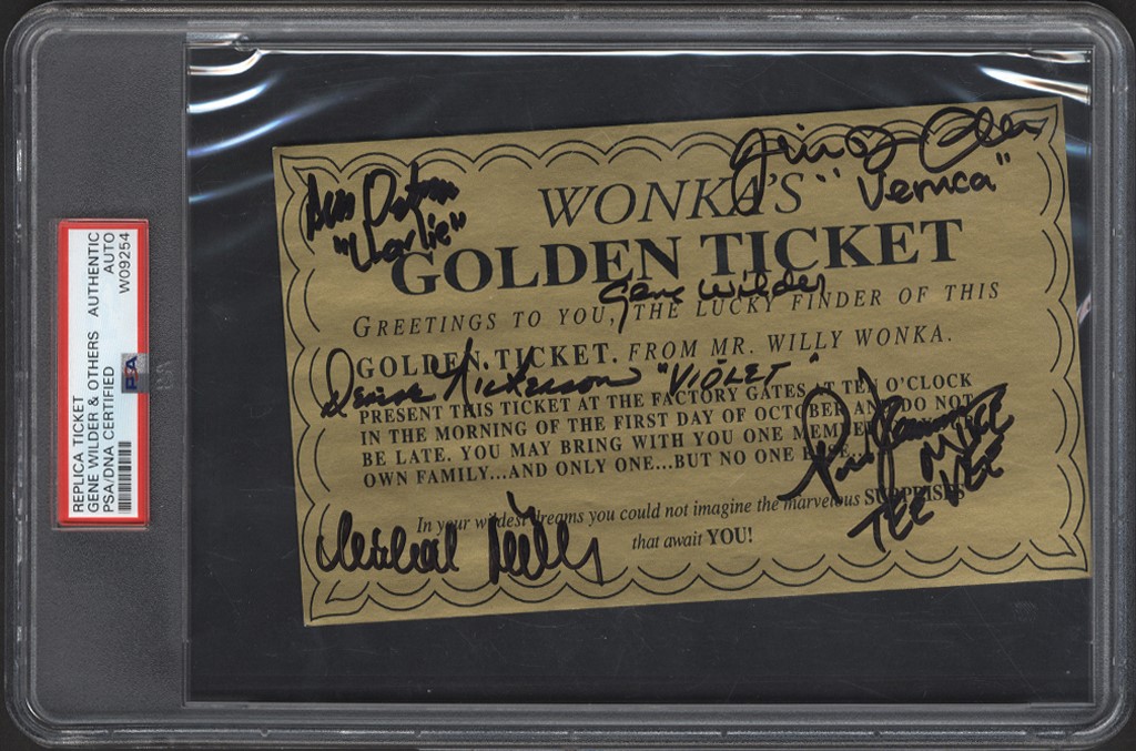 Willie Wonka Golden Ticket Signed by Cast PSA