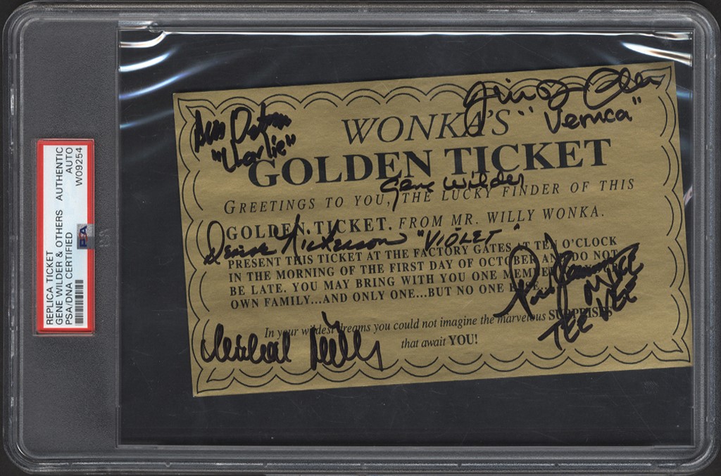 Rock And Pop Culture - Willie Wonka Golden Ticket Signed by Cast PSA