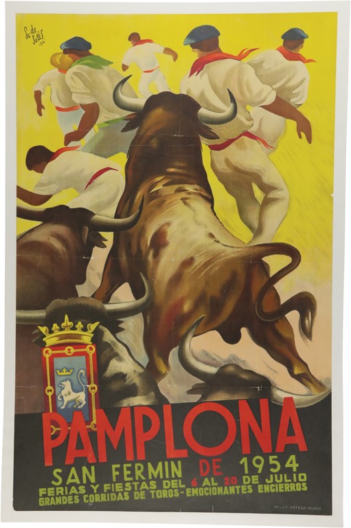 Rock And Pop Culture - 1954 Running of the Bulls at Pamplona Original Poster