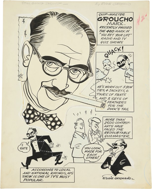- 1958 Groucho Marx You Bet Your Life Pen & Ink Original Art