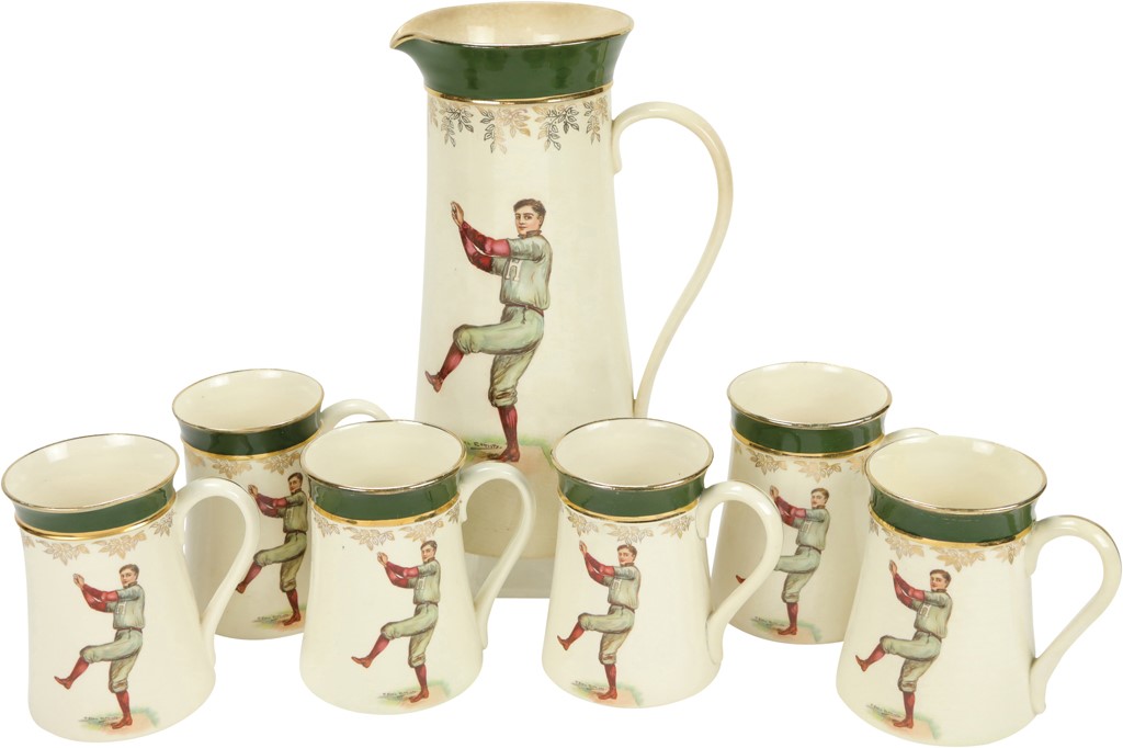 Early 1900s Harvard Pitcher & Mugs by F. Earl Christy