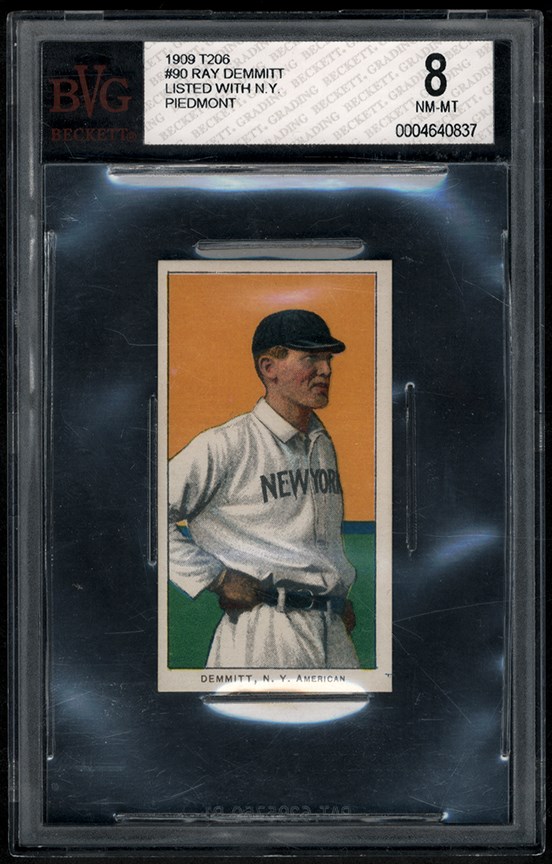 1909 T206 Baseball Piedmont Ray Demmitt NY BVG NM-MT 8