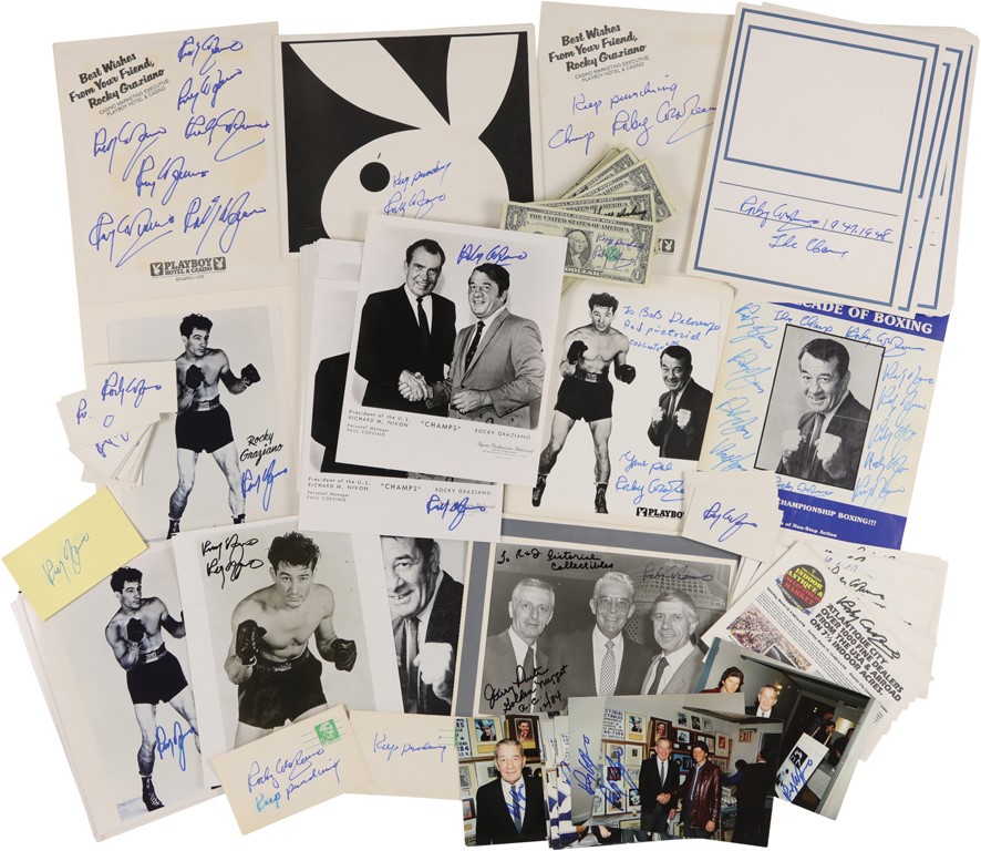 Muhammad Ali & Boxing - Huge Rocky Graziano Autograph Collection from In-Person Signing (225+ Items, 325 Signatures!)