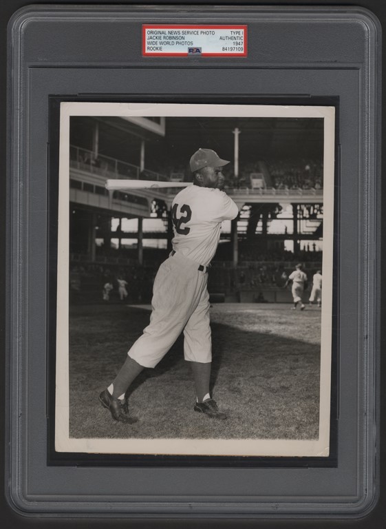 Vintage Sports Photographs - 1947 Jackie Robinson Major League Debut Type I Rookie Photograph (PSA)