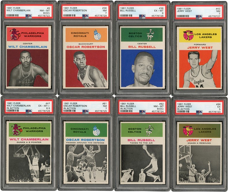 Basketball Cards - 1961 Fleer Basketball High Grade Complete Set (66) with PSA 7 West Rookie