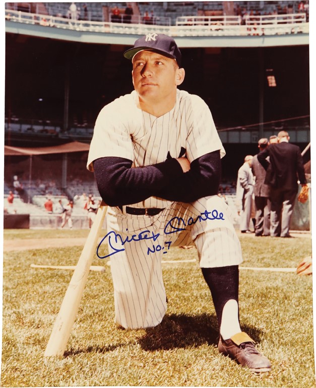 Mickey Mantle Signed Oversize Photo with No. 7