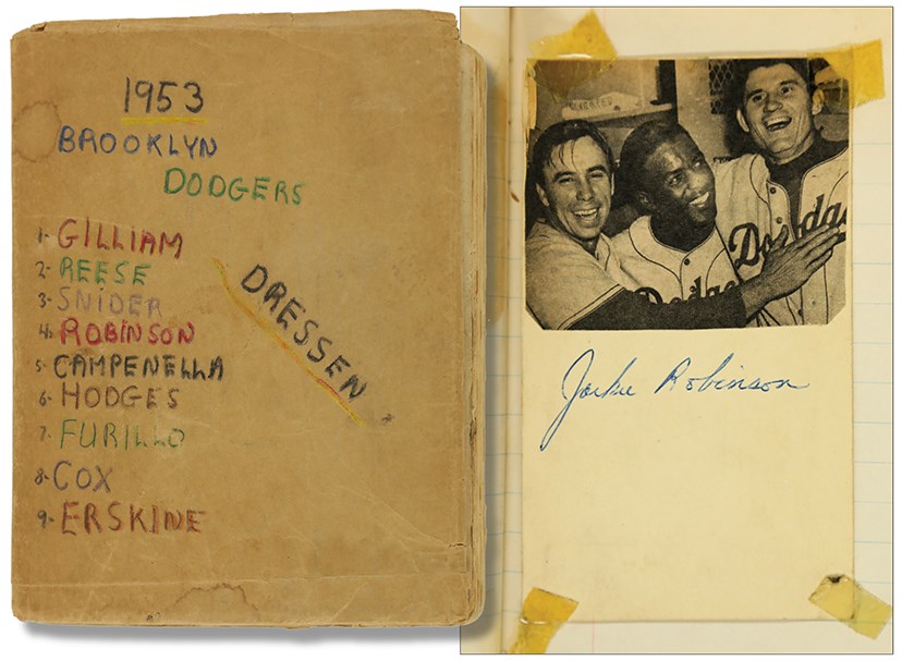 - Brooklyn Dodgers Scrapbook with 1952 Topps and Jackie Robinson Autograph