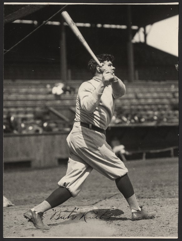- Babe Ruth "Striking The Ball" Charles Conlon Type I Photograph