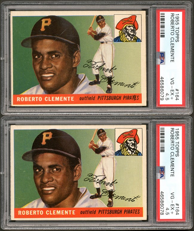Baseball and Trading Cards - Pair of 1955 Topps #164 Roberto Clemente PSA VG-EX+ 4.5 Rookies