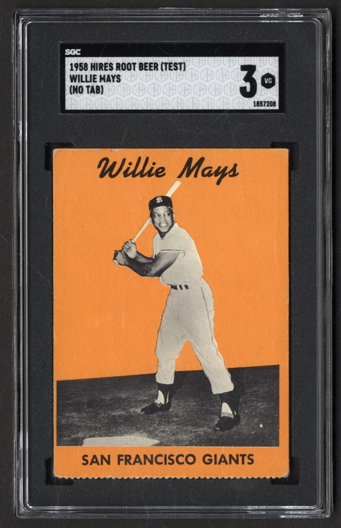 Baseball and Trading Cards - 1958 Hires Root Beer Test Willie Mays SGC VG 3