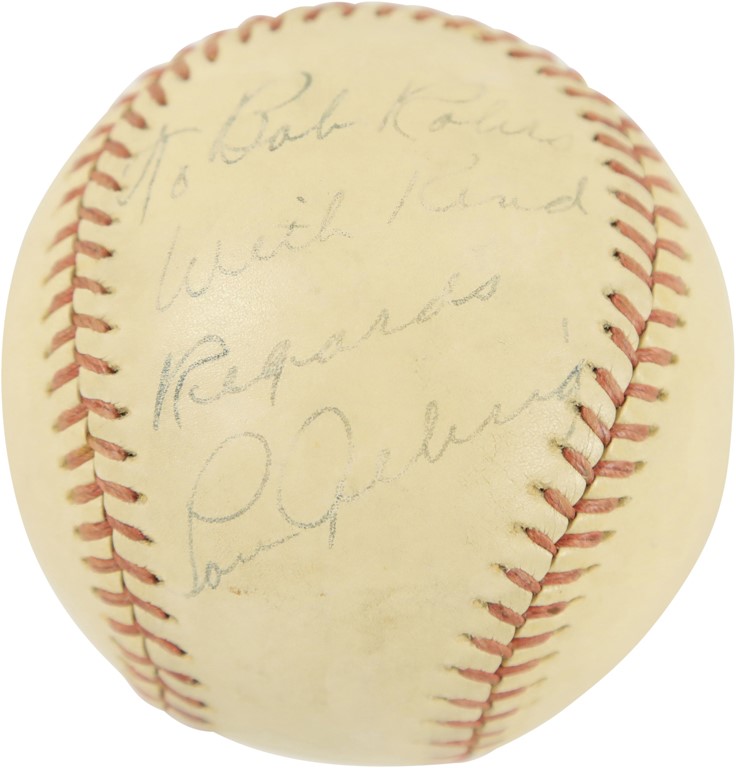 Lou Gehrig Single Signed Baseball (PSA NM 7)