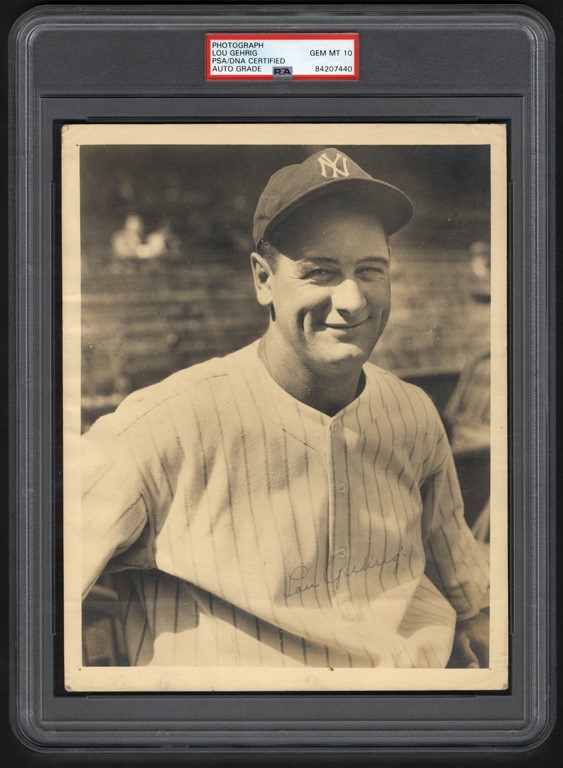 Fabulous Lou Gehrig Signed Photograph (PSA GEM MINT 10)