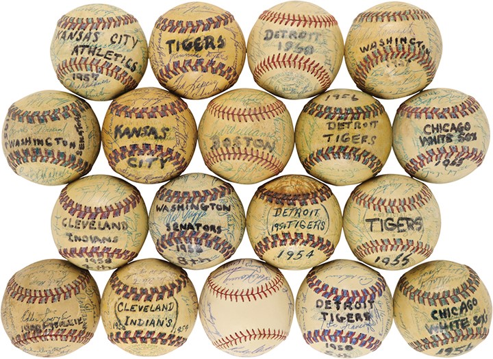 Baseball Autographs - 1949-1960 Team Signed "Folk Art" Baseball Collection (37)