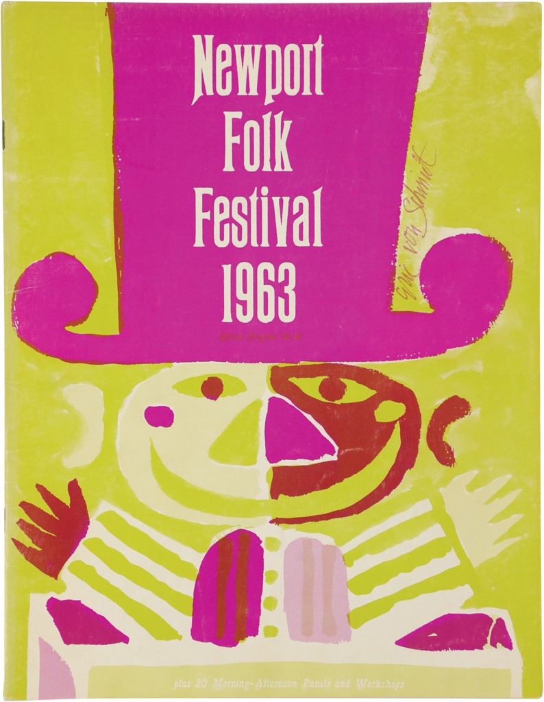 Rock And Pop Culture - 1963 Bob Dylan and Pete Seeger Signed Newport Folk Festival Program (PSA)