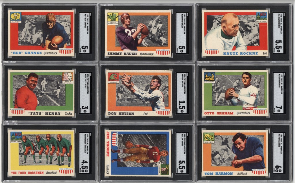 - 1955 Topps All-American Football Near Complete Set with SGC Graded (88/100)
