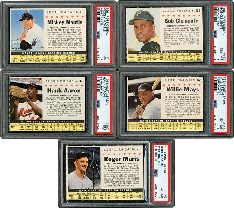 Baseball and Trading Cards - 1961 Post Cereal Baseball Near-Complete Set w/Some Variations (220)