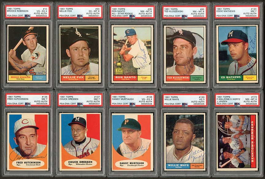 Baseball and Trading Cards - 1961 Topps Baseball Near-Complete Set (586) with 342 Signed Cards (Topps Signed Set Archive)