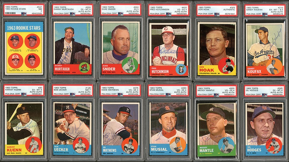 Baseball and Trading Cards - 1963 Topps Baseball Complete Set (576) with 349 Signed Cards (Topps Signed Set Archive)