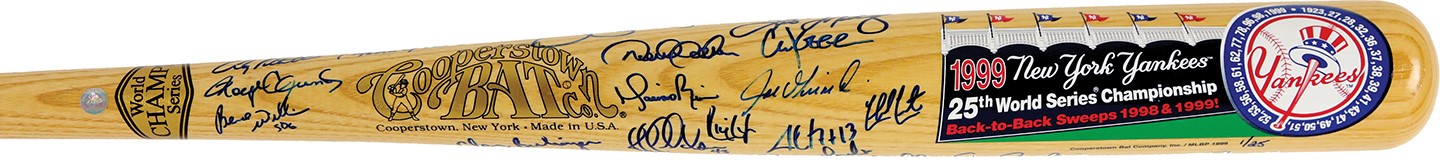 - 1999 World Champion New York Yankees Limited Edition Team Signed Bat - LE 1 of 25 (JSA)
