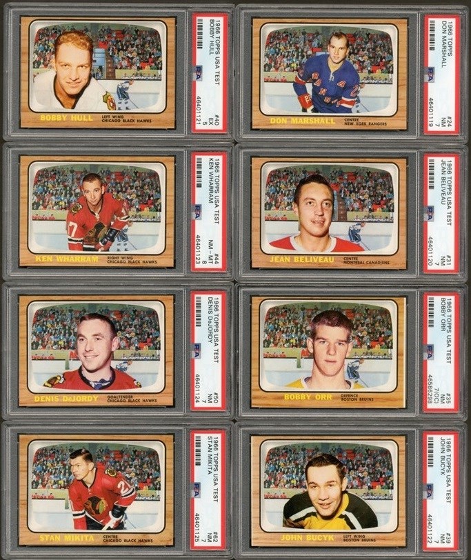 Hockey Cards - 1966 Topps Hockey USA Test High Grade Complete Set (66) with 17 PSA Graded