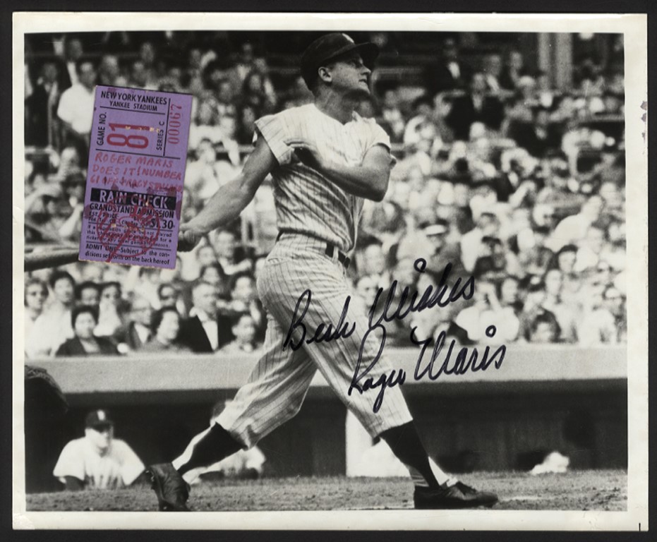 - 1961 Roger Maris 61st Home Run Ticket with Signed Photo
