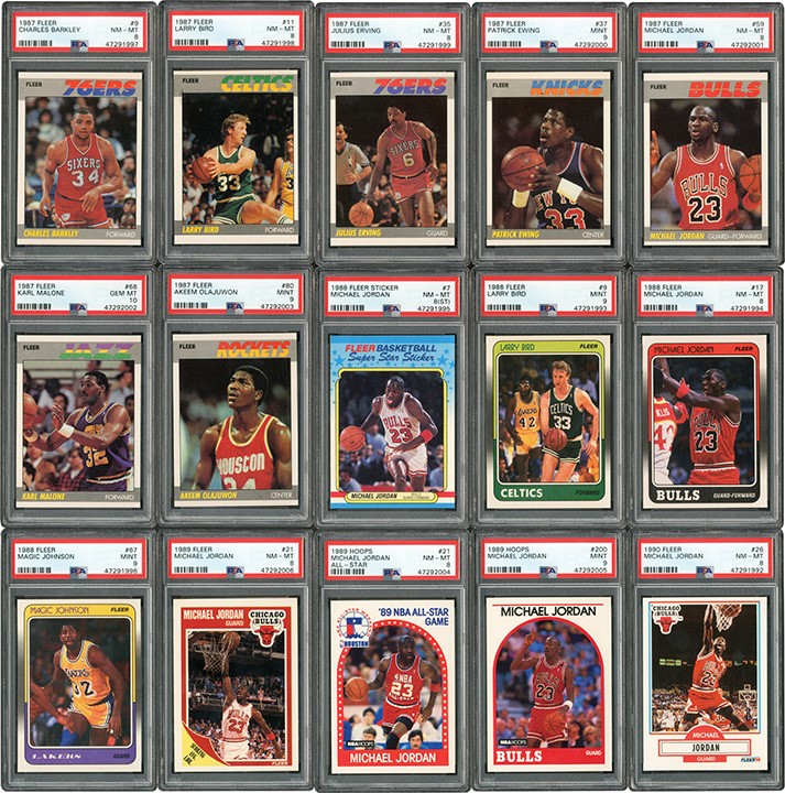 - 1987-90 Fleer & NBA Hoops Basketball Complete Sets (5) with PSA Graded