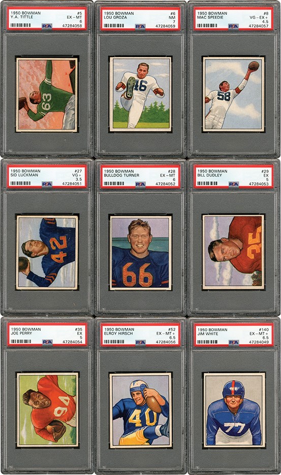 - 1950 Bowman Football Near-Complete Set (139/144) with PSA Graded