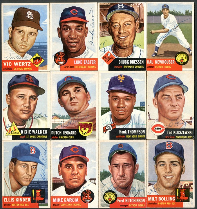 Baseball and Trading Cards - Large Collection of Vintage Signed 1953 Topps Baseball Cards (175)