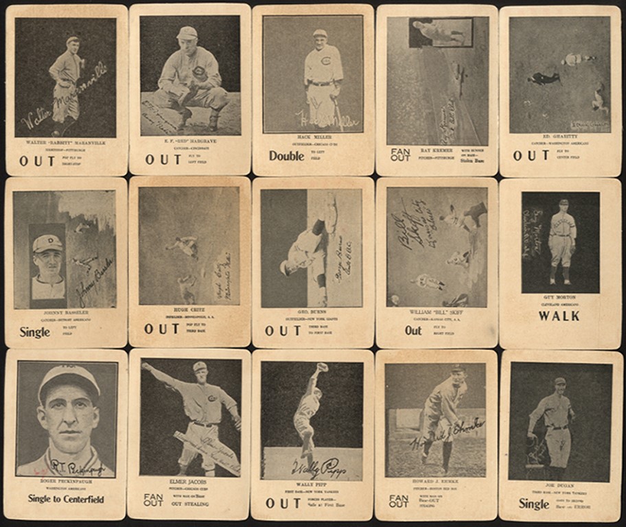- 1924 WG7 Walter Mails Baseball Game Cards (15 Different)