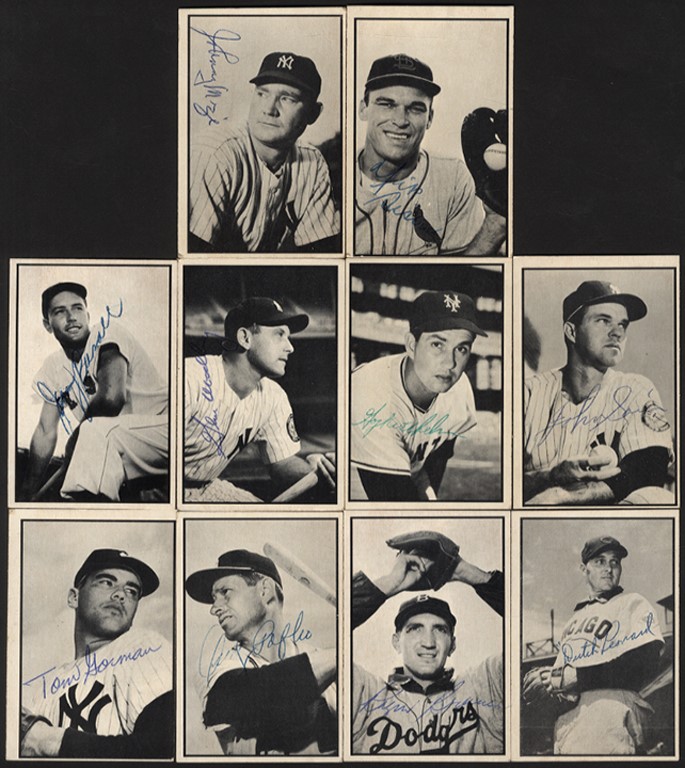 - 1953 Bowman Baseball Black & White Complete Set w/45 of 64 Signed