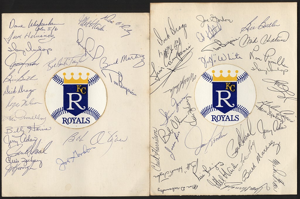 - 1969 Kansas City Royals First Year in the Major League Team Signed Sheets (2)