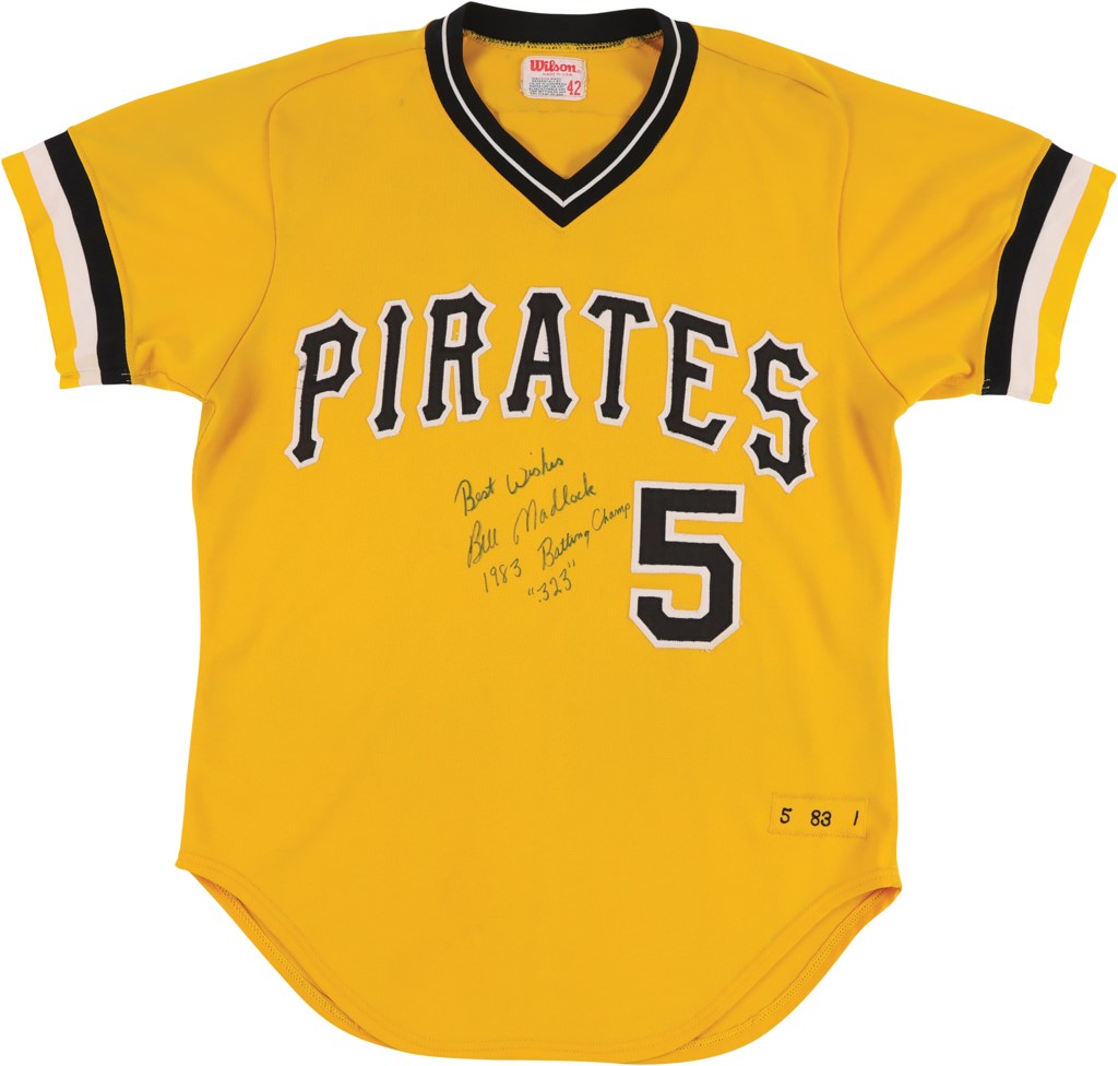Clemente and Pittsburgh Pirates - 1983 Bill Madlock Pittsburgh Pirates Signed Game Worn Jersey - Batting Champion Season