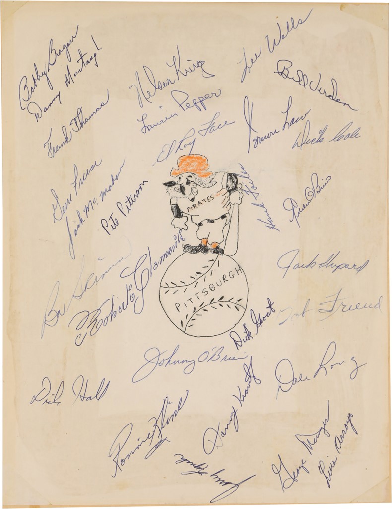 Clemente and Pittsburgh Pirates - 1956 Pittsburgh Pirates Team Signed Sheet with Roberto Clemente (PSA)