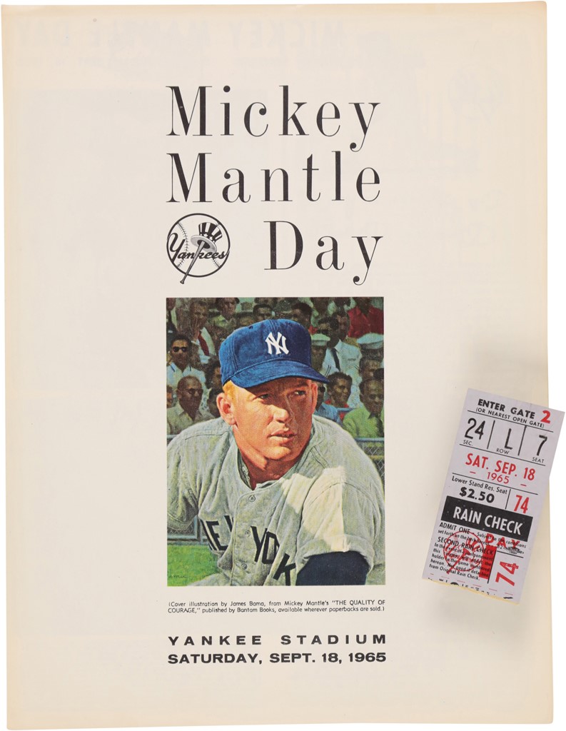 Mantle and Maris - 1965 Mickey Mantle Day Ticket and Program