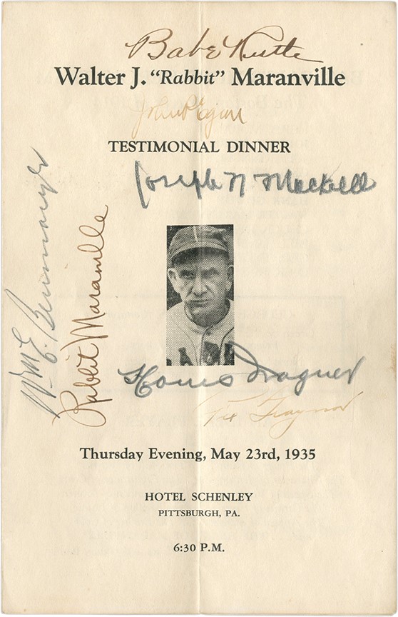 Baseball Autographs - 1935 Rabbitt Maranville Testimonial Dinner Signed Program with Babe Ruth & Honus Wagner (JSA)