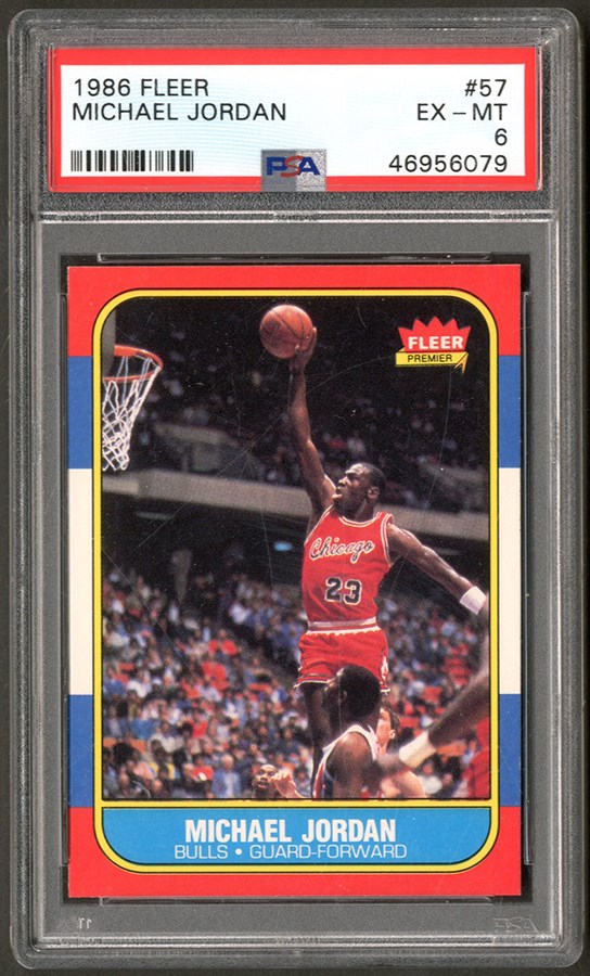 Basketball Cards - 1986 Fleer #57 Michael Jordan Rookie PSA EX-MT 6