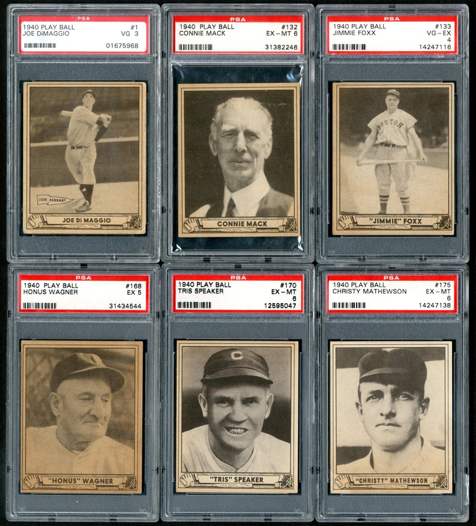 Baseball and Trading Cards - 1940 Play Ball PSA Graded Hall of Famers with DiMaggio (6)