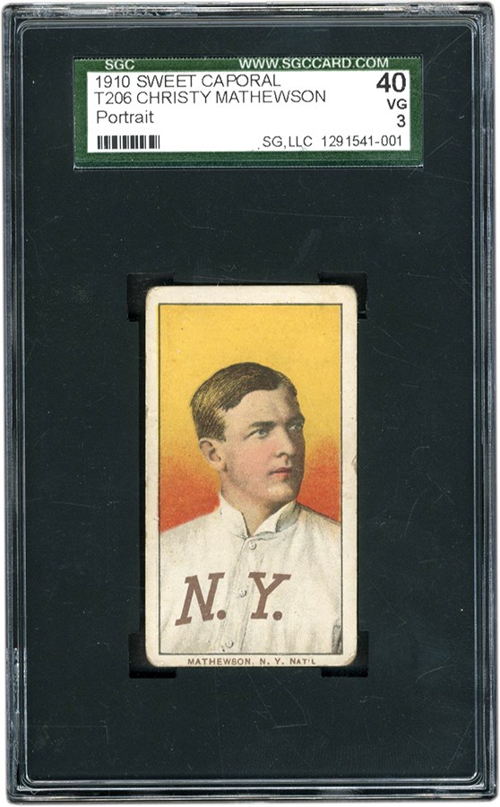 Baseball and Trading Cards - 1909-11 T206 Christy Mathewson SGC VG 3