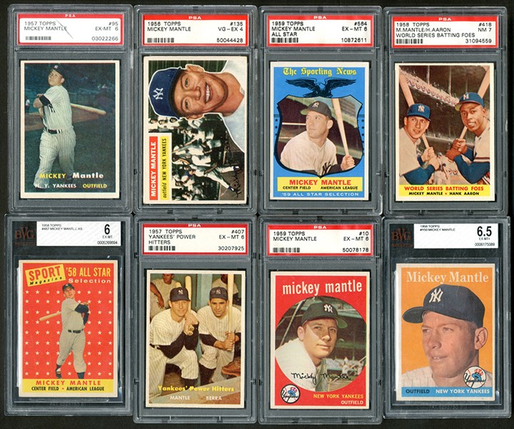 Baseball and Trading Cards - 1956-59 Topps Mickey Mantle PSA & BVG Graded Run (8)