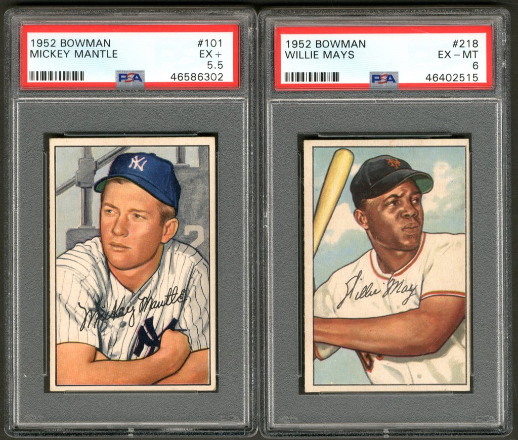 Baseball and Trading Cards - 1952 Bowman Baseball Complete Set (252) with PSA Mantle and Mays
