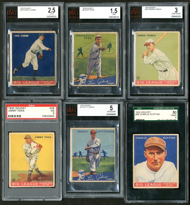 Baseball and Trading Cards - 1933-34 Goudey Graded Collection with Jimmie Foxx (6)