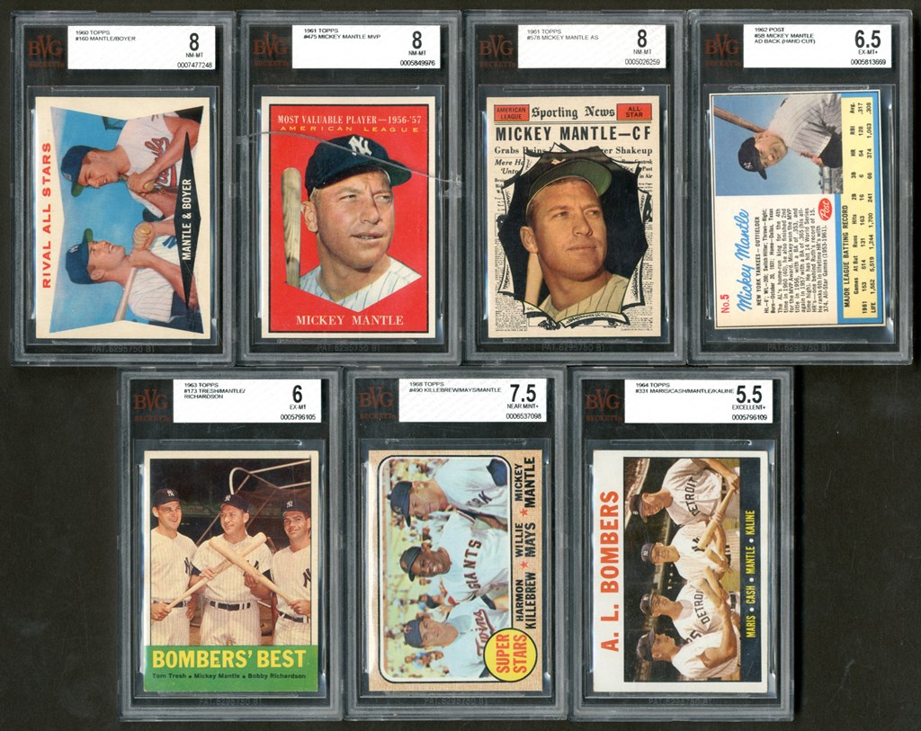- 1960-68 Topps & Post Mickey Mantle BVG Graded Collection (7)