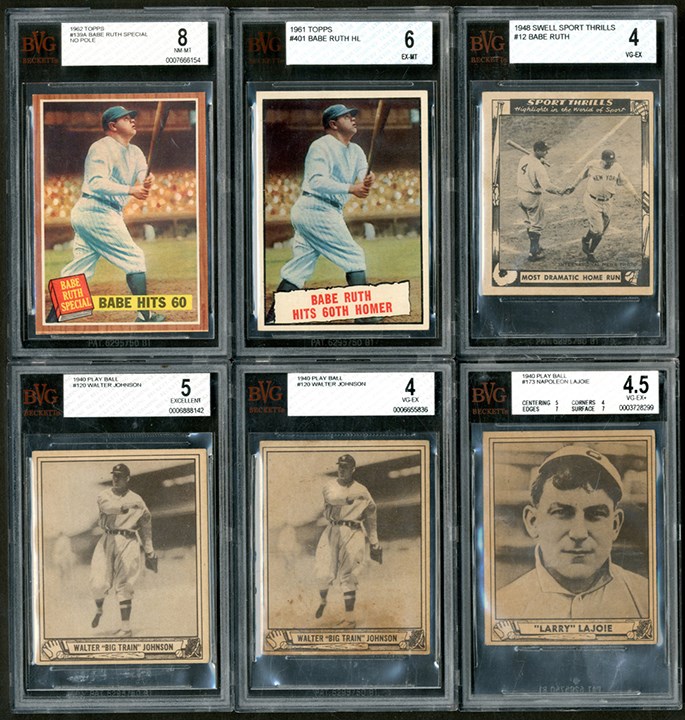 Baseball and Trading Cards - 1940-1963 Major Hall of Famer Graded Collection with Babe Ruth (10)